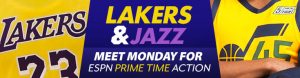 Lakers and Jazz Meet Monday for ESPN Prime Time Action
