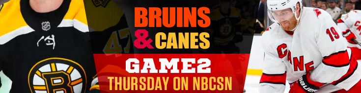 Bruins and Canes Game 2 Thursday on NBCSN
