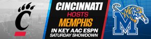 Cincinnati Hosts Memphis in Key AAC ESPN Saturday Showdown