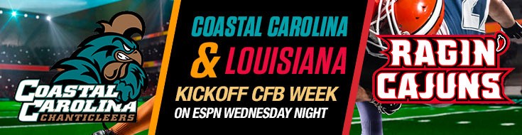 Coastal Carolina and Louisiana Kickoff CFB Week on ESPN Wednesday Night