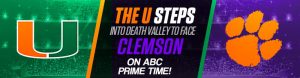 The U Steps into Death Valley to Face Clemson on ABC Prime Time!