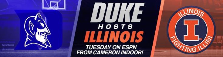 Duke Hosts Illinois Tuesday on ESPN From Cameron Indoor