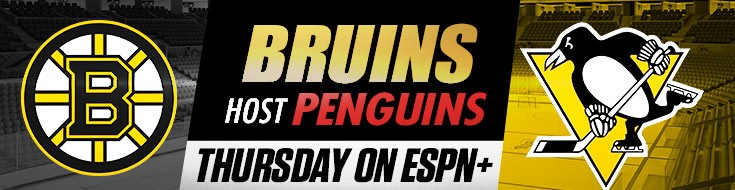 Bruins Host Penguins Thursday on ESPN+