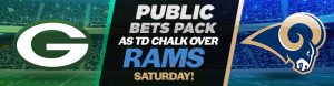 Public Bets Green Bay Packers as TD Chalk over L.A Rams Saturday