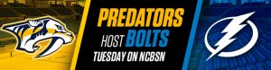 Preds Host Bolts Tuesday on NCBSN