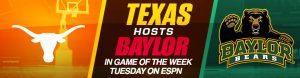 Texas Hosts Baylor In Game of the Week Tuesday on ESPN