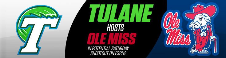 Ole Miss Rebels vs. Tulane Green Wave NCAAF Betting Odds on ESPN2 (09-09-2023)