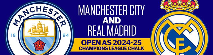 Manchester City and Real Madrid Open as 2024-25 Champions League Chalk