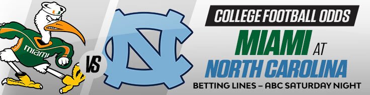 Miami Hurricanes at North Carolina Tar Heels NCAAF Betting Lines (10/31/2026)