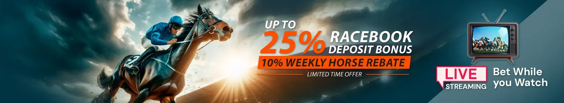 Bet on Racebook 25% Bonus