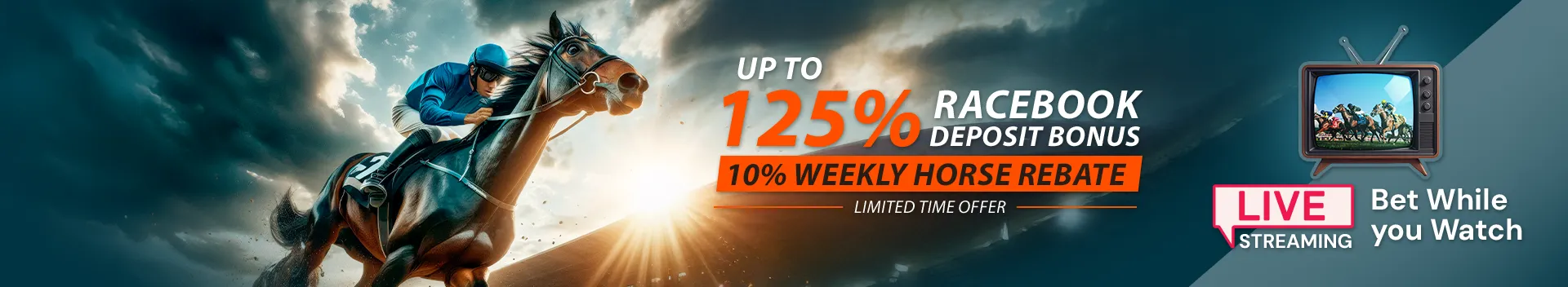 Bet on Racebook 125% Bonus